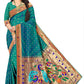 Morpitchh Silk  Paithani Jacquard Saree with Contrast Pallu & Zari Border