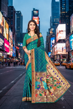 Morpitchh Silk  Paithani Jacquard Saree with Contrast Pallu & Zari Border